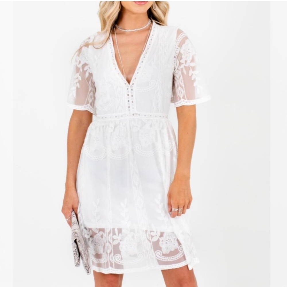 White lace mini dress